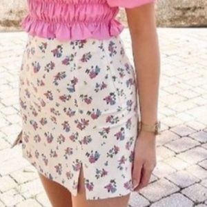 Zara Floral Linen Mini Skirt Size Medium Bloggers Favorite
